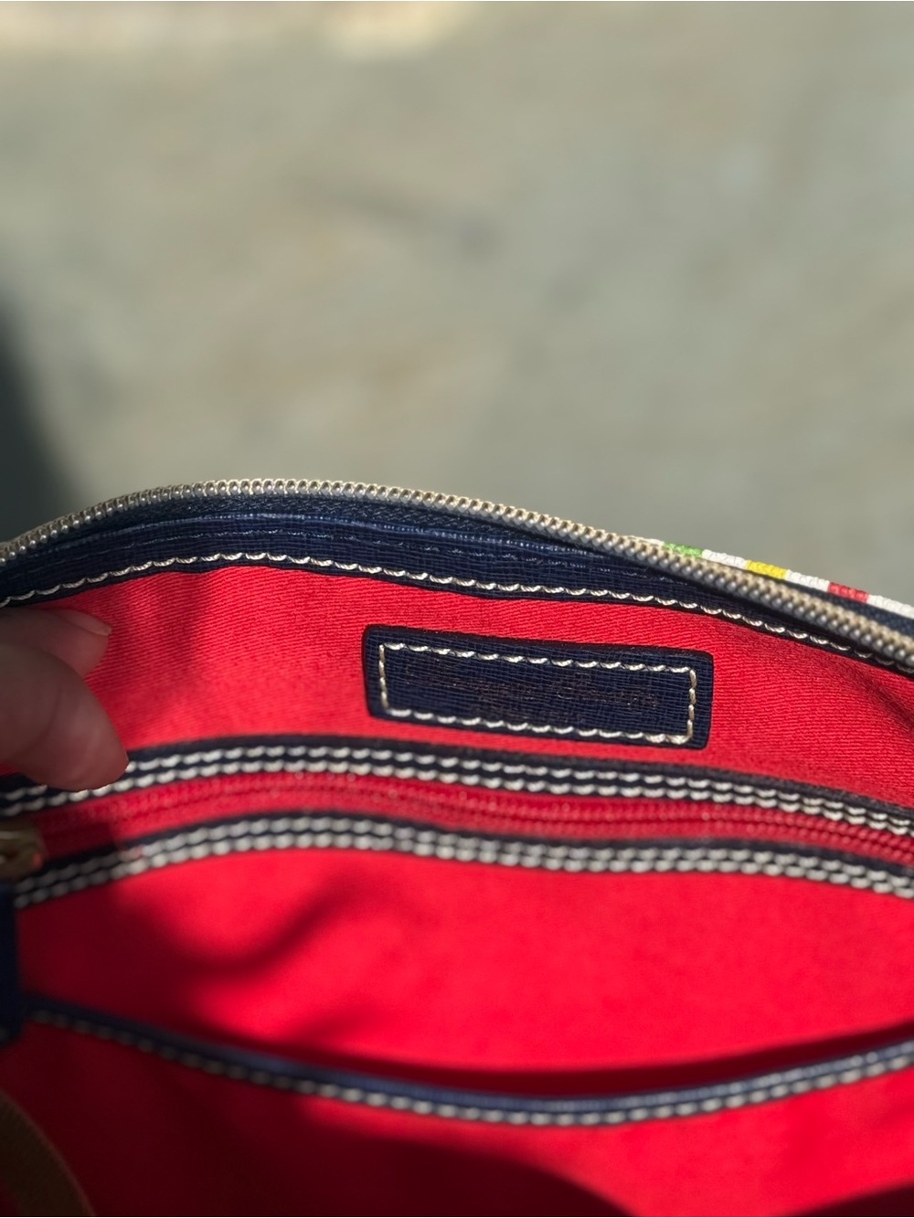 Like New Vintage Dooney &Bourke “Catalina” Striped Satchel with Navy Trim - Picture 7 of 15